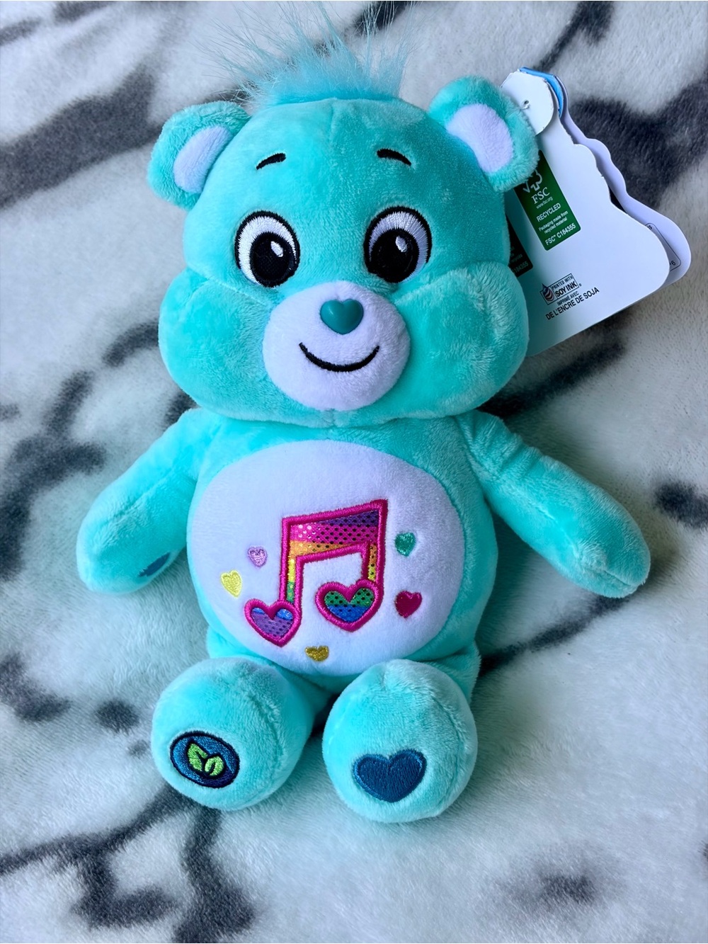 Care Bears Fun Size Sparkle (2025) “Heart Song Bear” 9” Plush Eco Friendly Plush